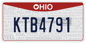 KTB4791  license plate in OH