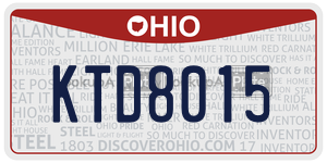 KTD8015 license plate in Ohio