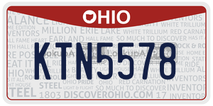 KTN5578  license plate in OH