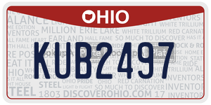 KUB2497  license plate in OH