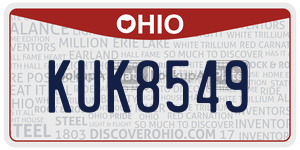 KUK8549  license plate in OH
