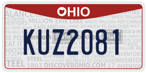 KUZ2081  license plate in OH