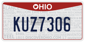 KUZ7306  license plate in OH