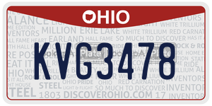 KVG3478  license plate in OH