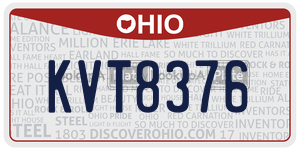 KVT8376  license plate in OH