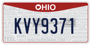 KVY9371  license plate in OH