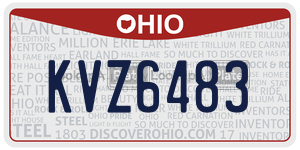 KVZ6483  license plate in OH