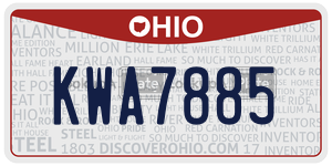 KWA7885  license plate in OH