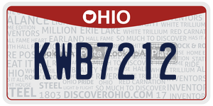 KWB7212 license plate in Ohio