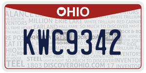 KWC9342  license plate in OH