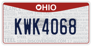 KWK4068  license plate in OH