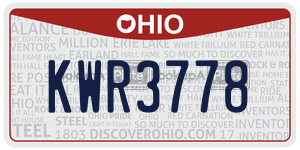 KWR3778  license plate in OH