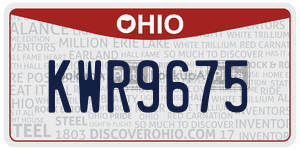 KWR9675  license plate in OH
