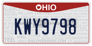 KWY9798  license plate in OH