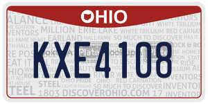 KXE4108 license plate in Ohio