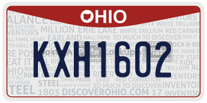 KXH1602  license plate in OH