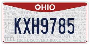 KXH9785  license plate in OH