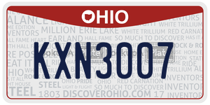 KXN3007  license plate in OH