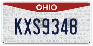 KXS9348  license plate in OH