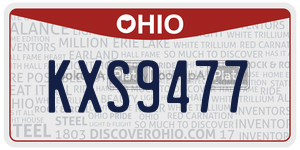 KXS9477  license plate in OH