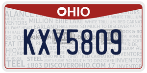 KXY5809  license plate in OH