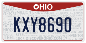 KXY8690  license plate in OH