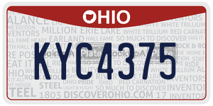 KYC4375  license plate in OH