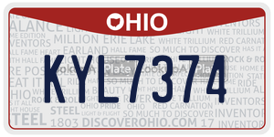 KYL7374  license plate in OH