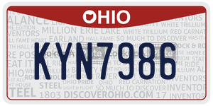KYN7986  license plate in OH