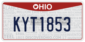 KYT1853  license plate in OH