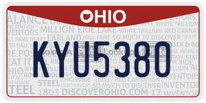 KYU5380  license plate in OH