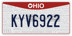 KYV6922 license plate in Ohio