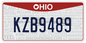 KZB9489  license plate in OH