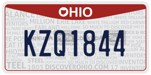 KZQ1844  license plate in OH