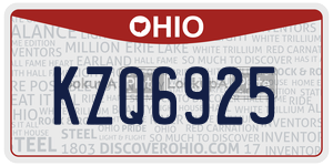 KZQ6925  license plate in OH