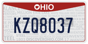 KZQ8037  license plate in OH
