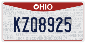 KZQ8925  license plate in OH