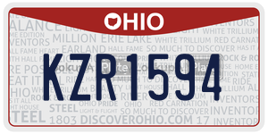 KZR1594  license plate in OH