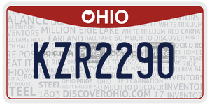 KZR2290  license plate in OH