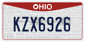 KZX6926  license plate in OH