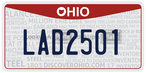 LAD2501  license plate in OH