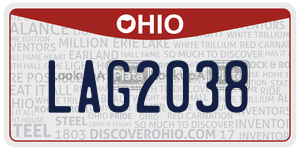 LAG2038  license plate in OH