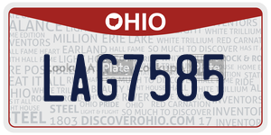 LAG7585  license plate in OH