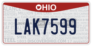 LAK7599  license plate in OH