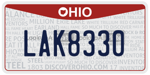 LAK8330  license plate in OH