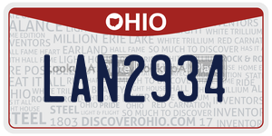 LAN2934  license plate in OH