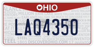LAQ4350 license plate in Ohio