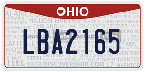 LBA2165  license plate in OH