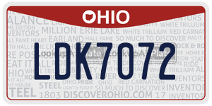 LDK7072  license plate in OH