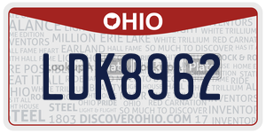 LDK8962  license plate in OH